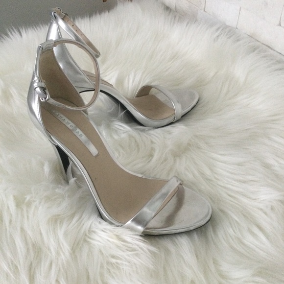 Zara Woman Silver Ankle Strap High Heel Sandals - Picture 3 of 4